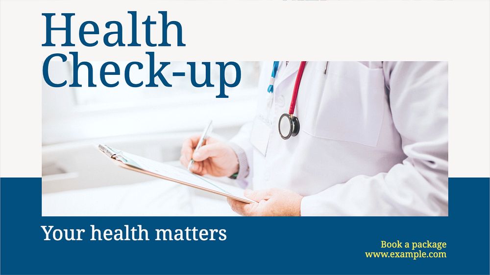 Health check-up  blog banner template, editable text