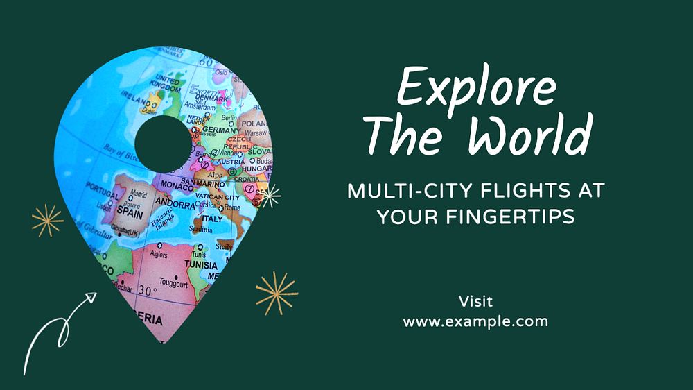 Travel the world  blog banner template, editable text