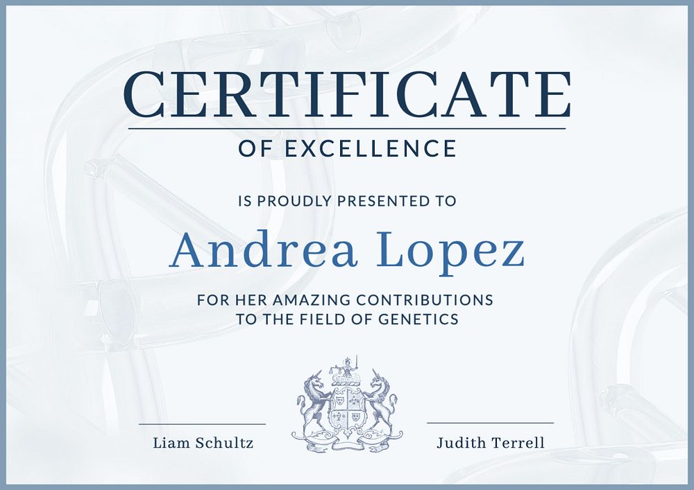 Certificate of excellence template, editable design