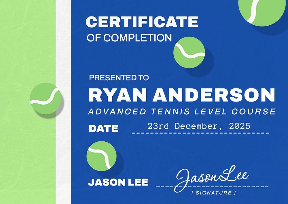 Certificate of completion template, editable design