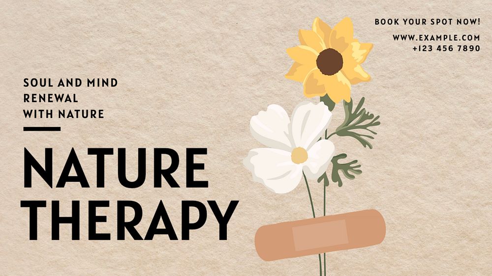 Nature therapy Facebook cover template, editable design