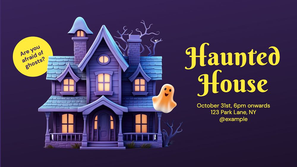 Haunted House Facebook cover template, editable design