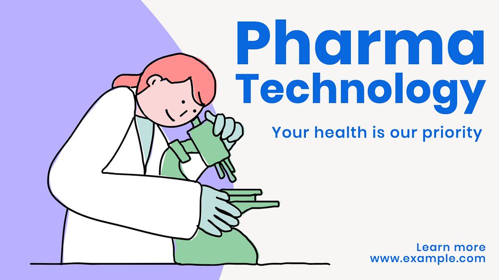 Pharma technology Facebook cover template, editable design