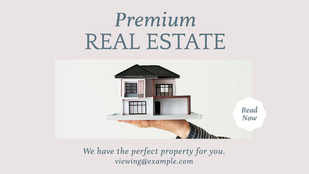 Premium real estate  blog banner template, editable text