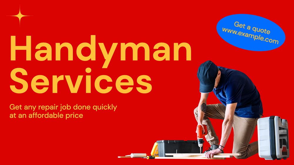 Handyman services Facebook cover template, editable design