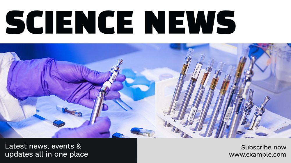 Science news blog banner template, editable text