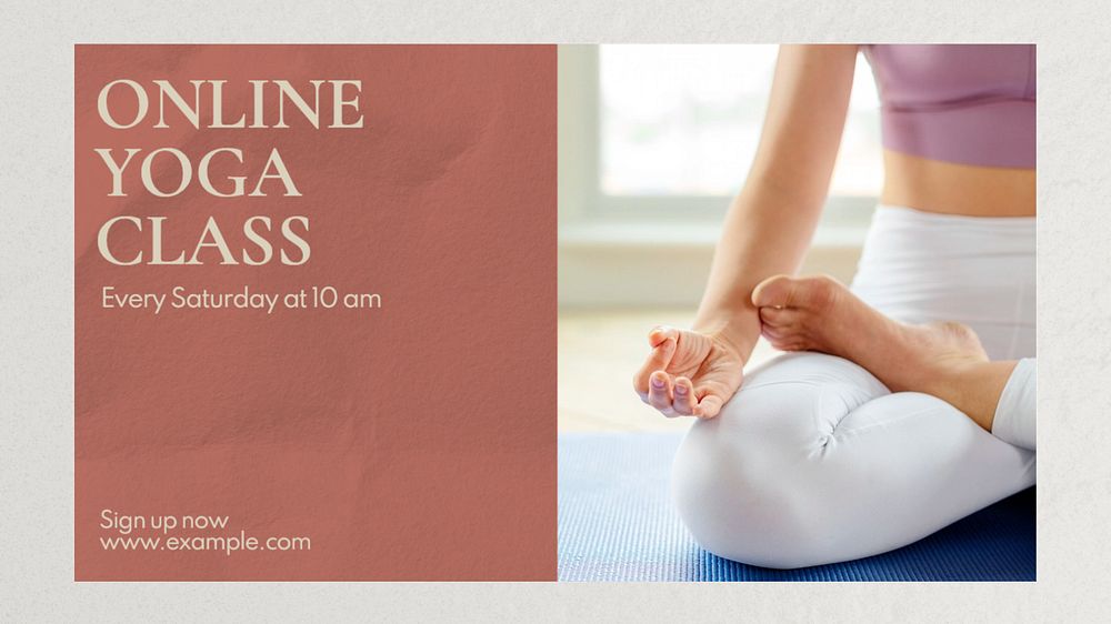 Online yoga class  blog banner template, editable text