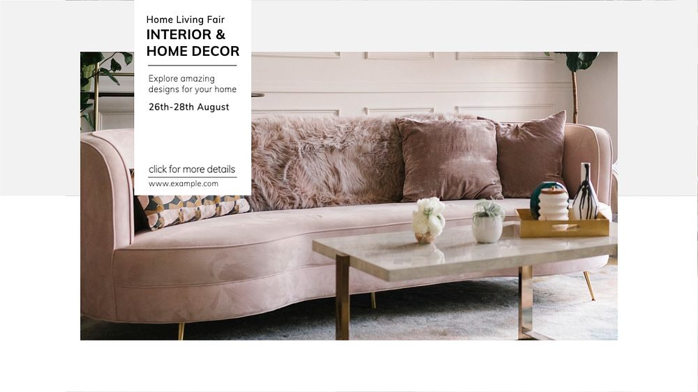 Interior & home decor  blog banner template, editable text