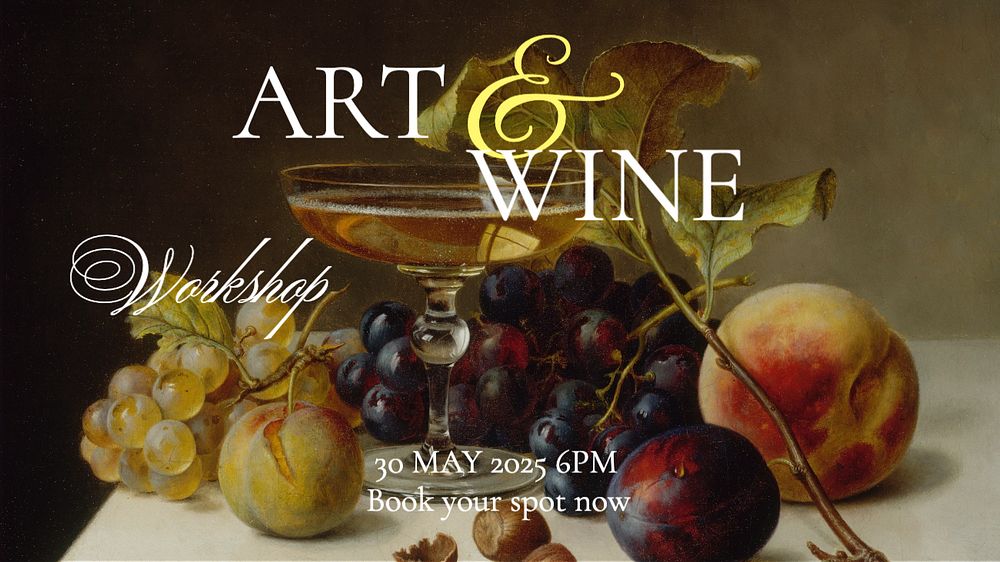 Art & wine workshop Facebook cover template, editable design