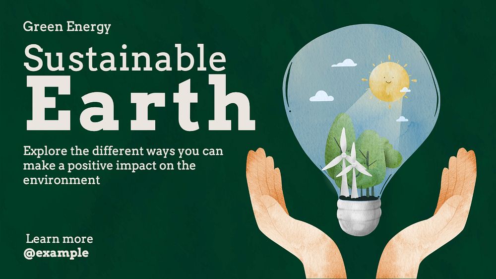 Sustainable earth blog banner template, editable text