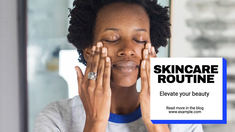 Skincare routine blog banner template, editable text