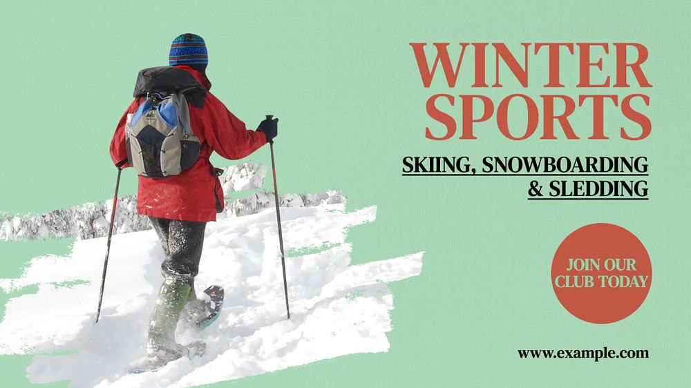 Winter sports Facebook cover template, editable design