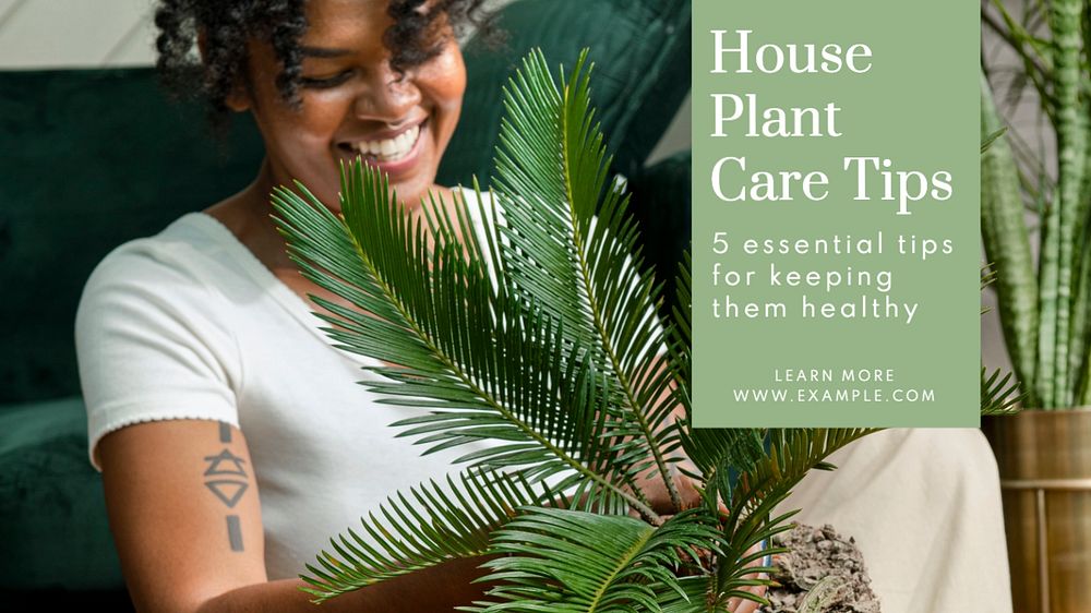 House plant care  blog banner template, editable text