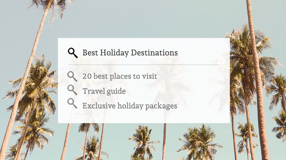 Holiday destinations blog banner template, editable text