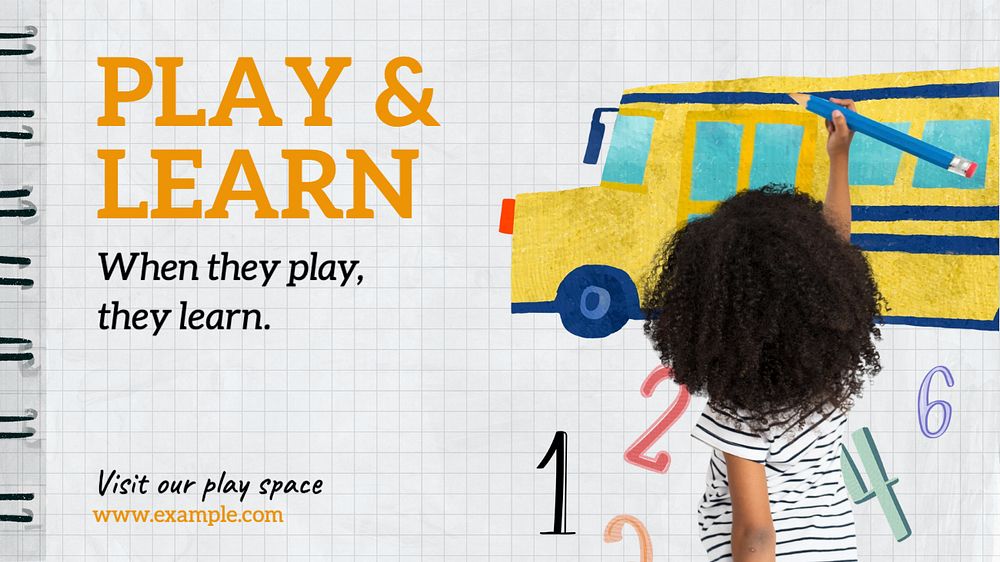 Play & learn blog banner template, editable text