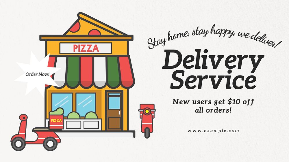 Delivery service Facebook cover template, editable design