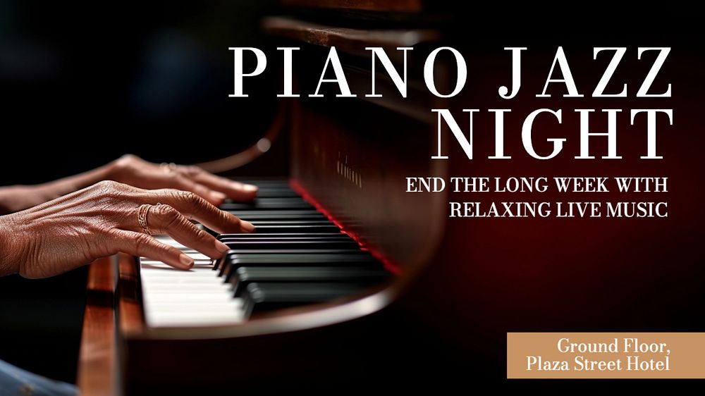 Piano jazz night blog banner template, editable text