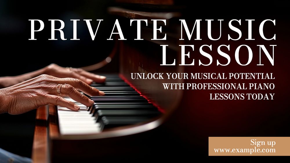 Private music lesson blog banner template, editable text