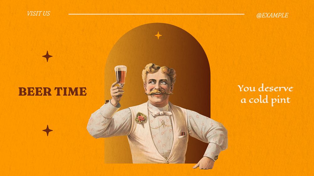 Beer time blog banner template, editable text