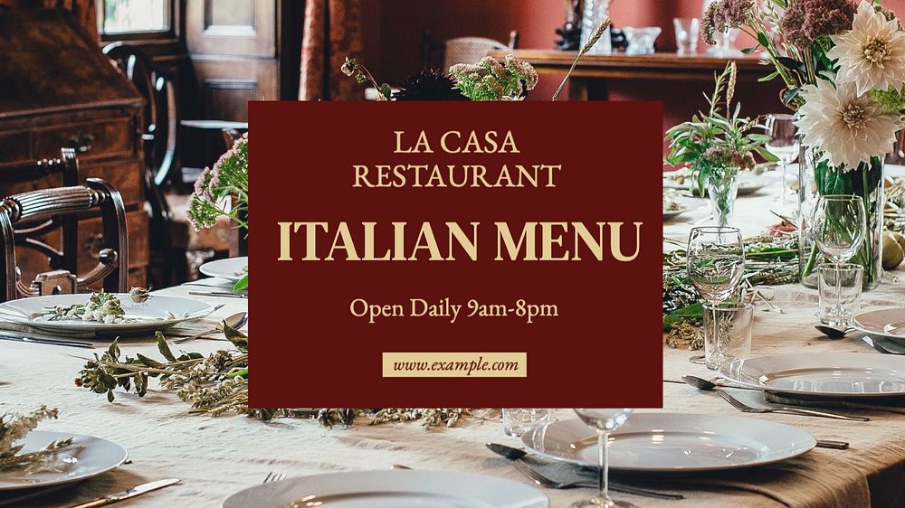 Italian food menu  blog banner template, editable text