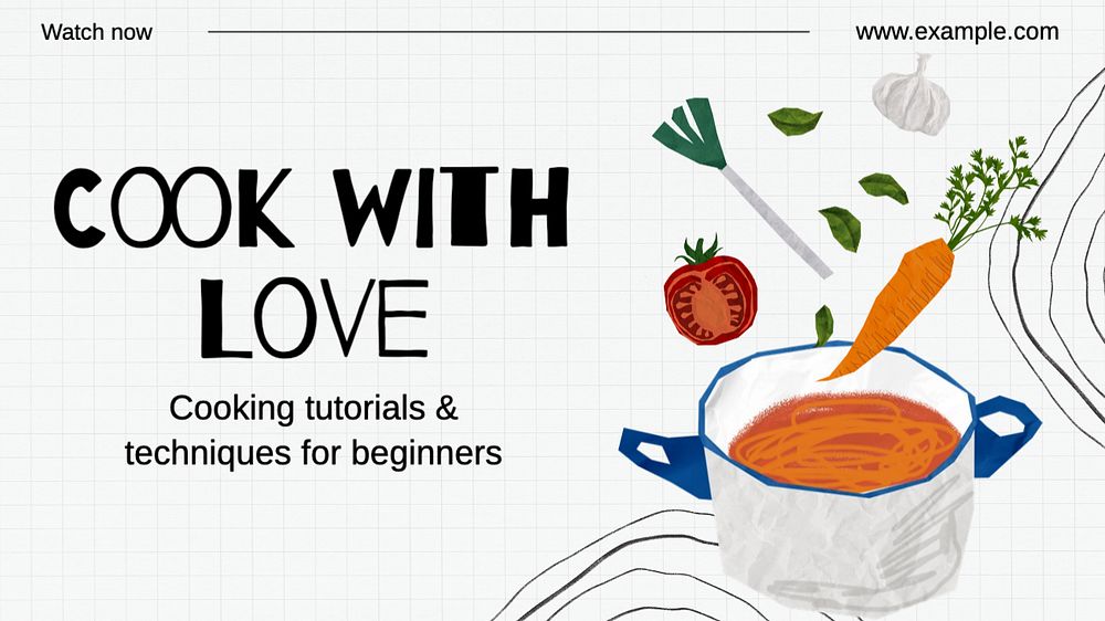 Cook with love blog banner template, editable text