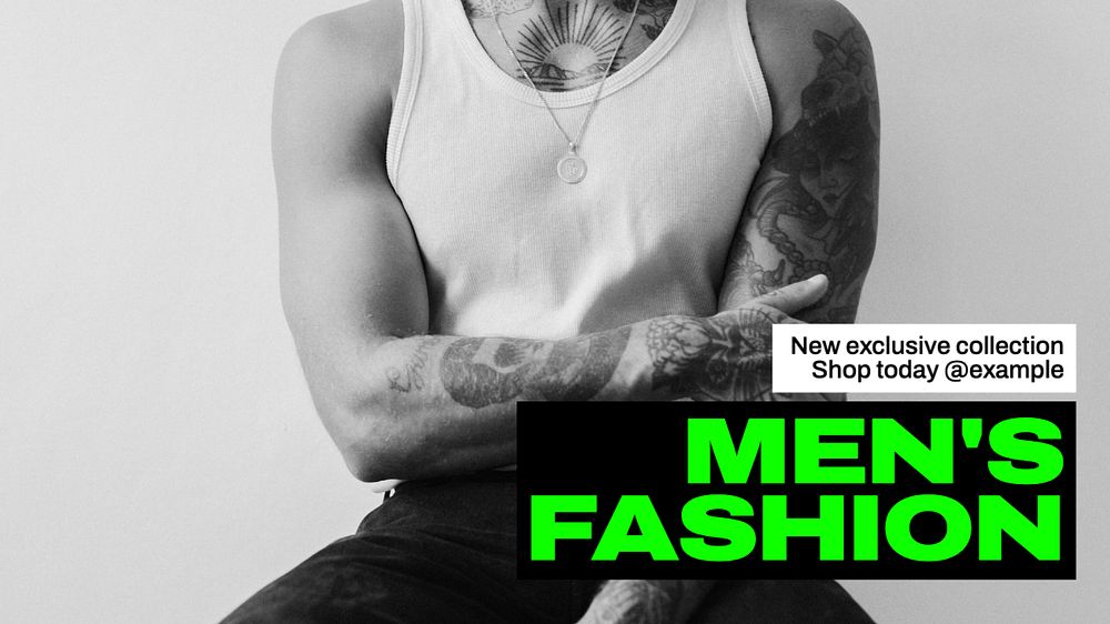 Men's fashion blog banner template, editable text