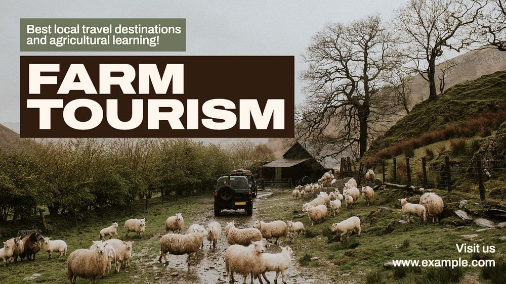 Farm tourism blog banner template, editable text