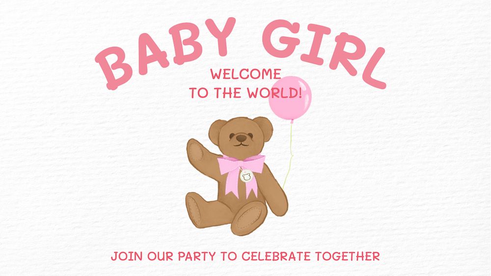 Baby girl party Facebook cover template, editable design