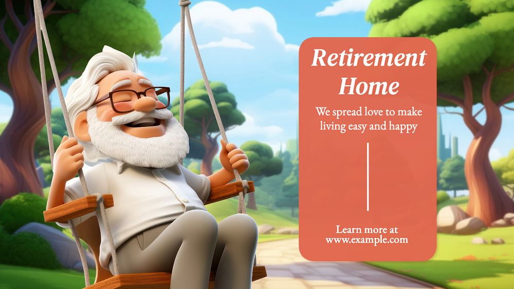 Retirement home  blog banner template, editable text