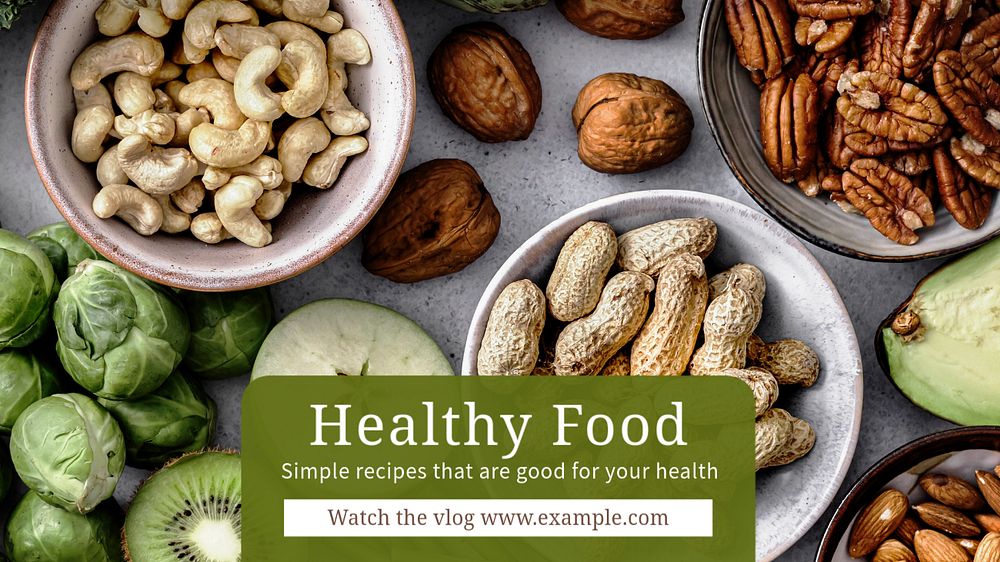 Healthy food  blog banner template, editable text