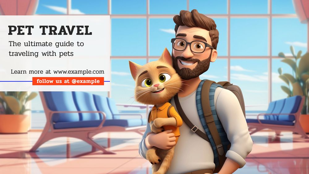 Pet travel  blog banner template, editable text