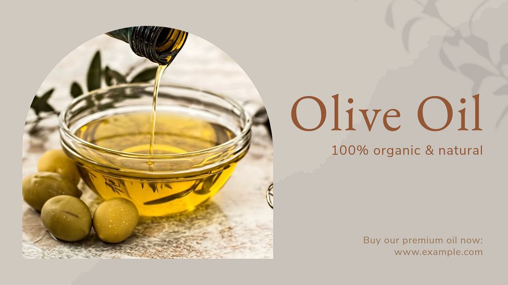 Olive oil  blog banner template, editable text