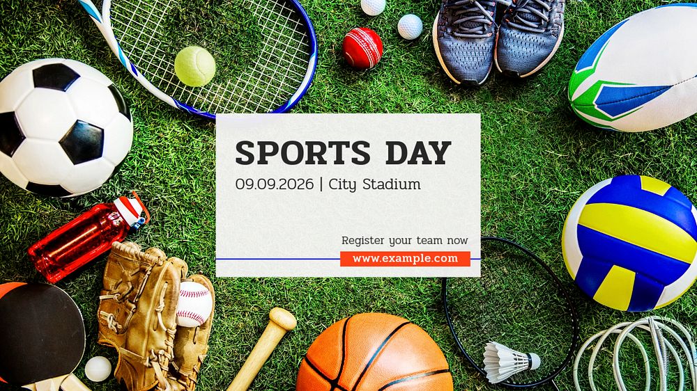 Sports day  blog banner template, editable text