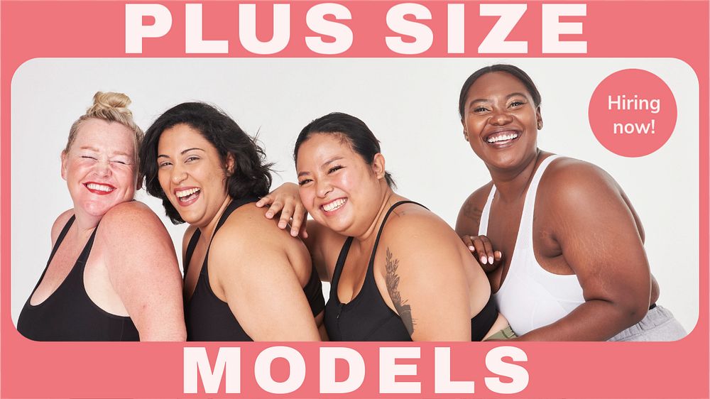 Plus size model  blog banner template, editable text