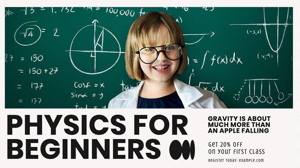 Physics class  blog banner template, editable text