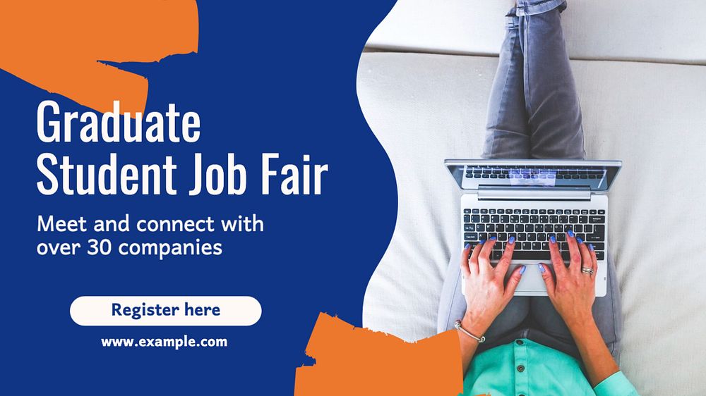 Graduate student job fair  blog banner template, editable text