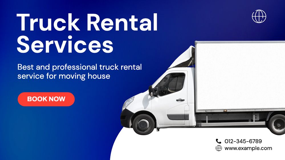 Truck rental services Facebook cover template, editable design