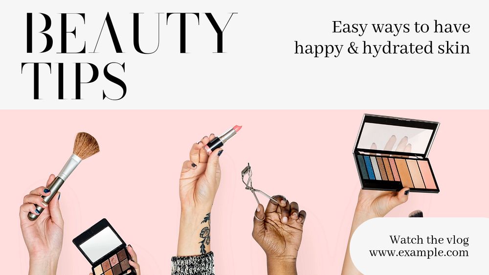 Beauty tips  blog banner template, editable text