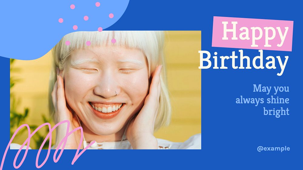 Happy birthday  blog banner template, editable text