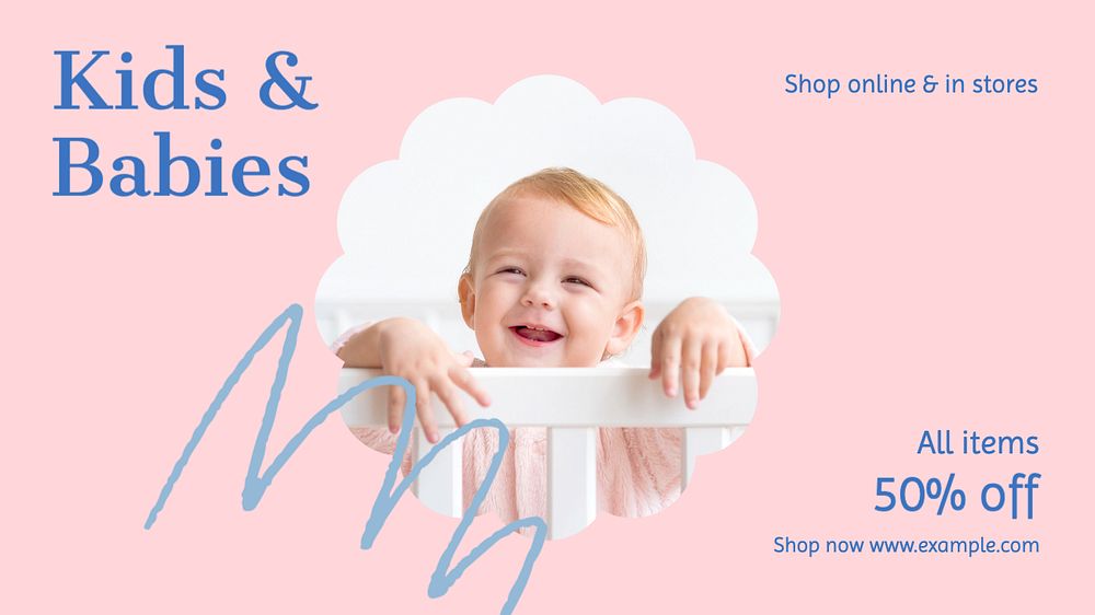 Sale, kid & baby  blog banner template, editable text