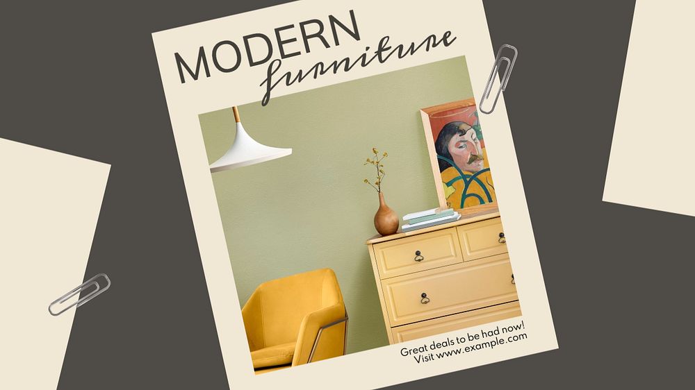 Modern furniture  blog banner template, editable text