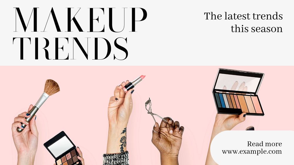 Makeup trends  blog banner template, editable text