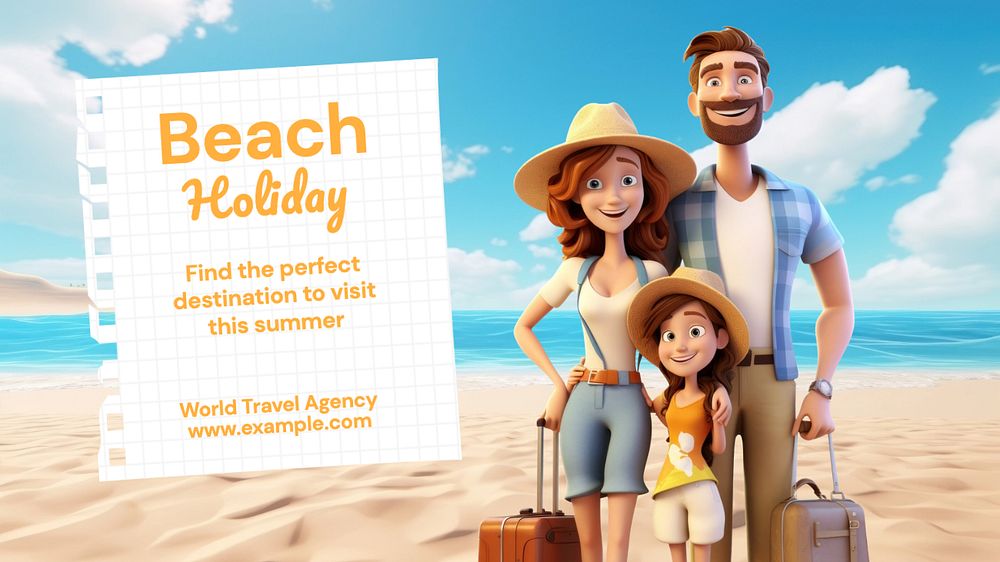 Beach holiday  blog banner template, editable text