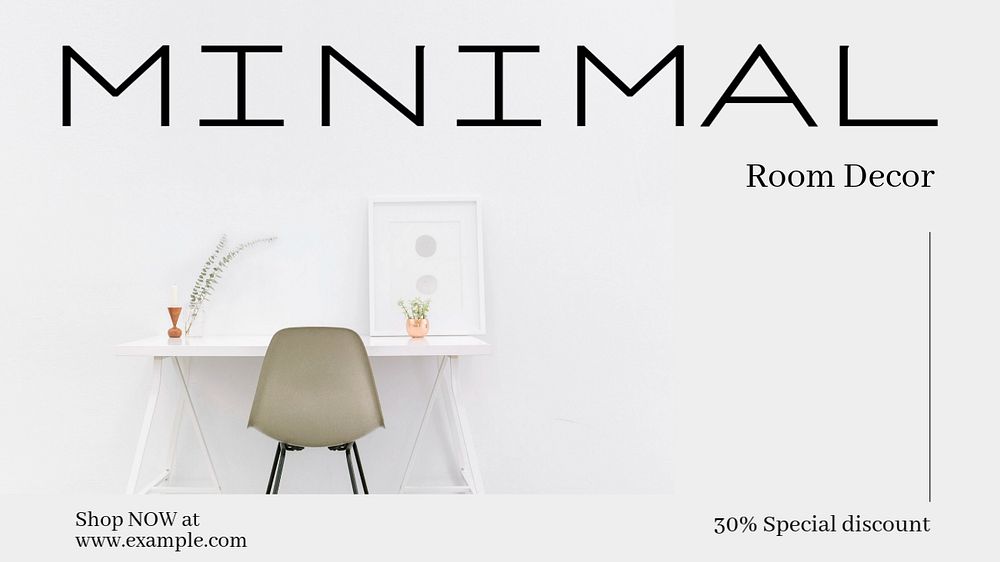 Minimal room decor  blog banner template, editable text