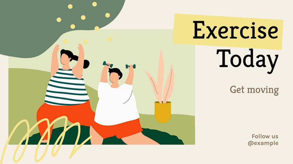 Exercise today  blog banner template, editable text