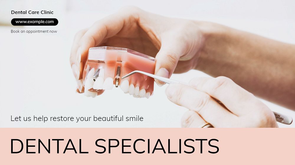 Dental specialists  blog banner template, editable text