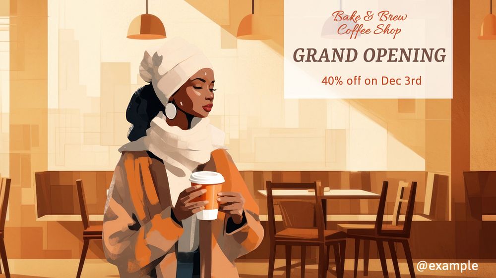 Grand opening  blog banner template, editable text