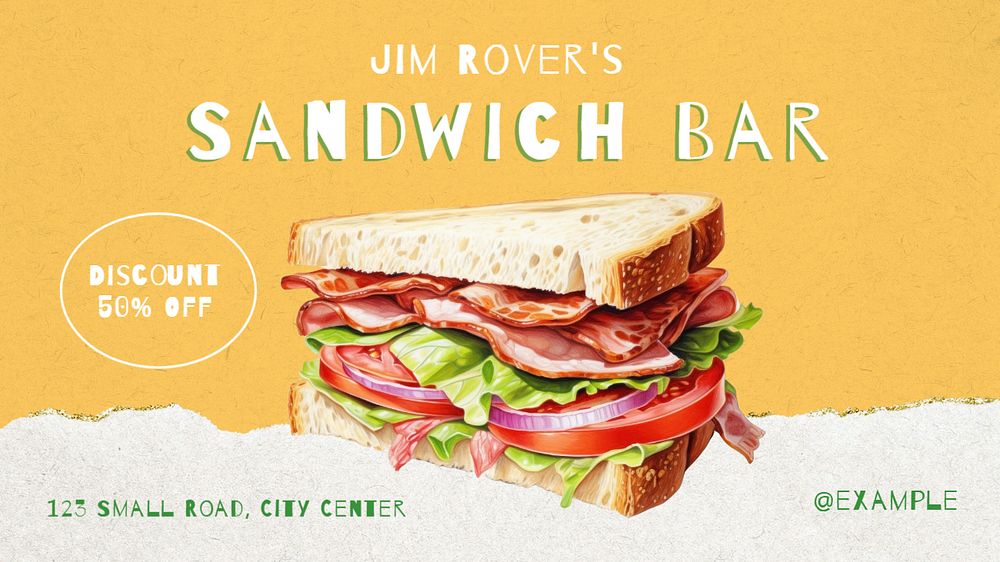 Sandwich bar Facebook cover template, editable design