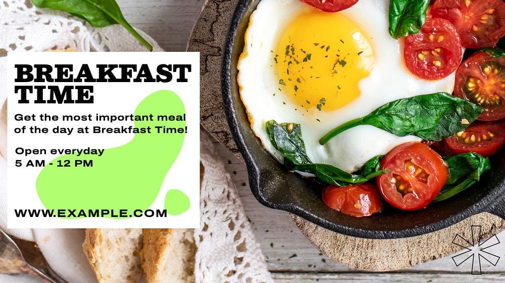 Breakfast time  blog banner template, editable text