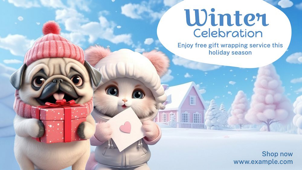 Winter celebration  blog banner template, editable text